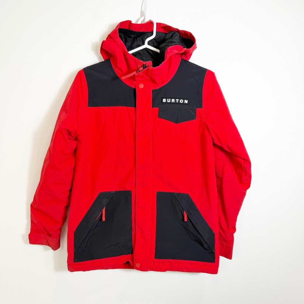Burton Dugout Snowboard Jacket Boys Large 14/16 Red Black Insulated Winter Coat